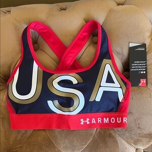 Under Armour Red and Gold USA Sports Bra